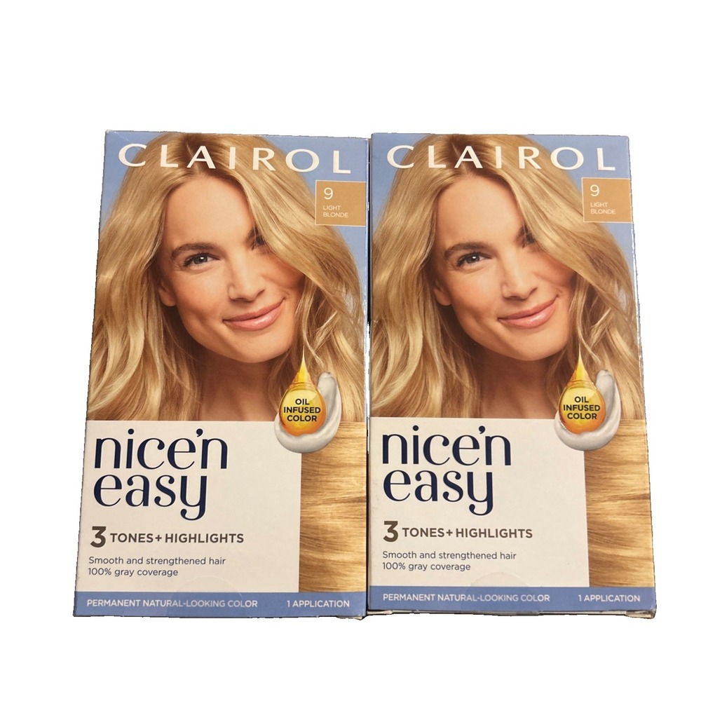 Clairol - Nice'n Easy - Permanent Hair Dye - 9 Light Blonde Hair Color LOT OF 2